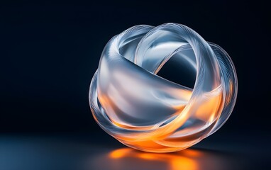 A cluster of translucent, overlapping shapes, illuminated from within with glowing, gradient lights