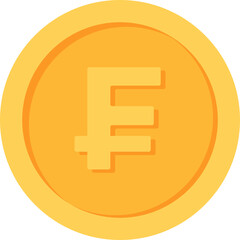 Swiss Franc Gold currency coin flat icon design illustrations 