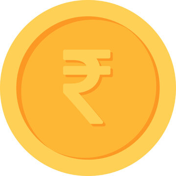 Indian Rupees Gold currency coin flat icon design illustrations 