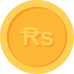 Mauritius Rupee Gold currency coin flat icon design illustrations 