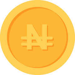 Nigerian naira Gold currency coin flat icon design illustrations 