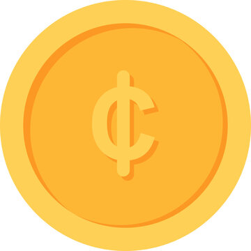 Ghana Cedi Gold currency coin flat icon design illustrations 