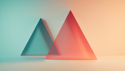 Fototapeta premium Pyramid shapes floating in mid-air, with each face displaying a different vibrant color and texture