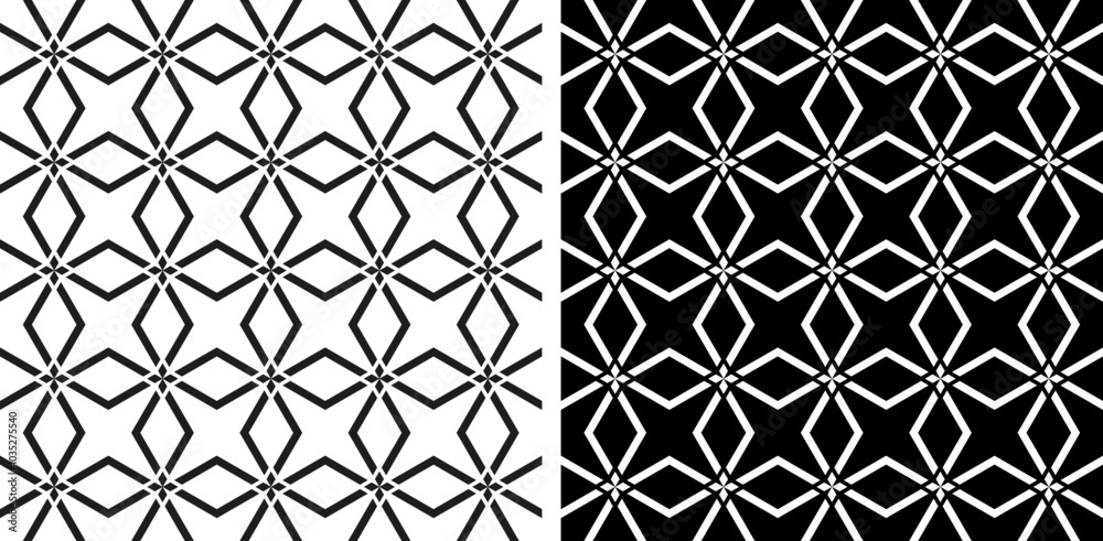 Wall mural Set of Seamless Geometric Black and White Patterns. 