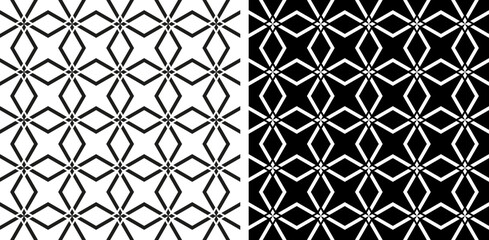 Set of Seamless Geometric Black and White Patterns. 