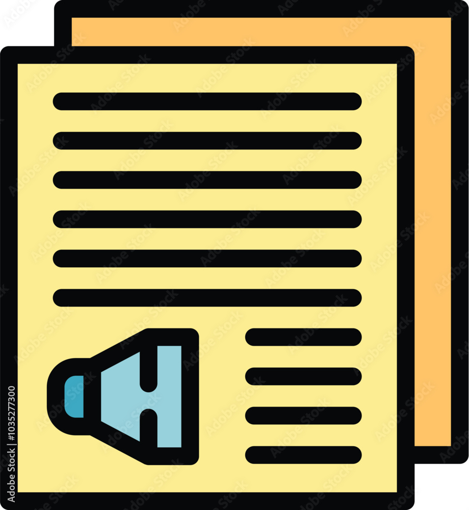 Poster this vector icon of an audio document is representing a sound recording file