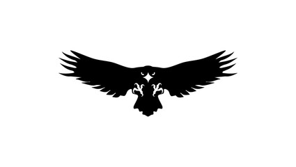 flying eagle with spread claws, black isolated silhouette