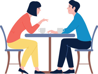 Man and woman on a date. Romantic cafe meeting