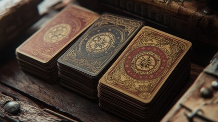 Fototapeta premium Westernthemed vintage design for casino playing cards with distressed texture