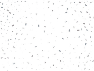 Magic silver Rectangular glitter confetti background. White festive texture.