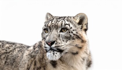 Fototapeta premium Snow Leopard on White 