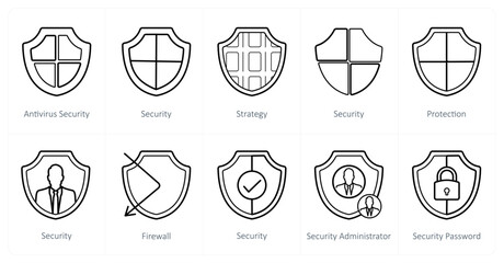 A set of 10 Security icons as antivirus security, security, strategy