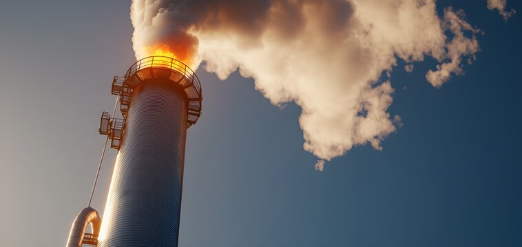 A large-scale carbon capture plant attached to an oil refinery, filtering emissions in real time
