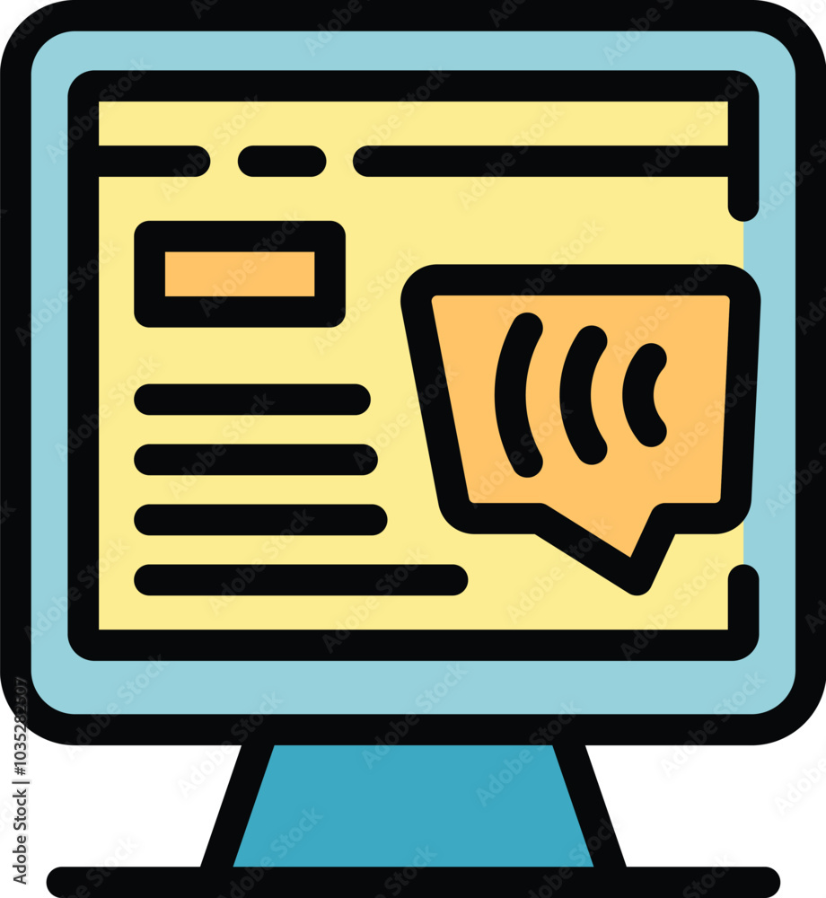 Poster modern computer displaying a voice message notification, symbolizing online communication and instan