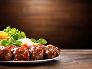 Classic Spaghetti Dish with Meatballs and Herbs