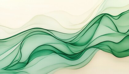 Fototapeta premium Abstract green and white flowing waves with a soft, ethereal look. Perfect for a calming and elegant background.