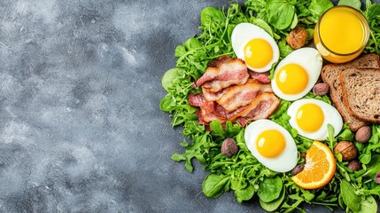  Breakfast with Eggs Spread from Above View