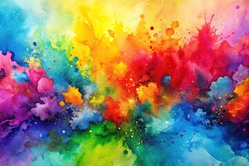 Abstract watercolor painting with vibrant colors and bold brushstrokes