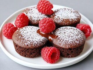 Elegant Chocolate Dessert with Raspberries