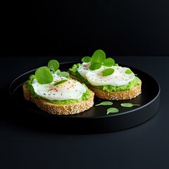 Elegant Plated Poached Eggs with Avocado Toast