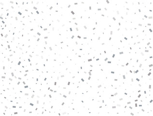 Magic silver Rectangular glitter confetti background. White festive texture.