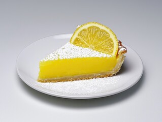 Elegant Lemon Tart with Garnish on White Plate