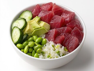 Colorful Overhead Shot of Fresh Poke Bowl