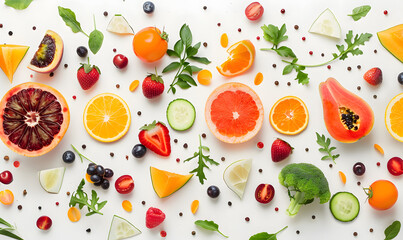 vegetable and fruits photo or illustrator on white background