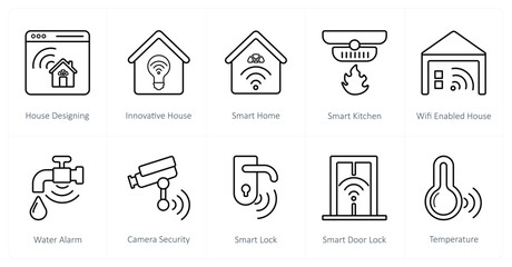 A set of 10 Smart Home icons as house designing, innovative house, smart home