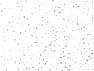 Magic silver Rectangular glitter confetti background. White festive texture.