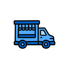 Coffee truck icon. Vector illustration. Flat design style.