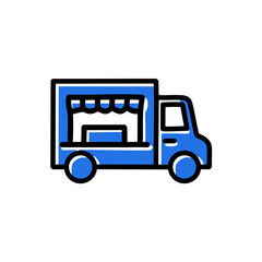 Coffee truck icon. Food truck icon. Vector illustration.