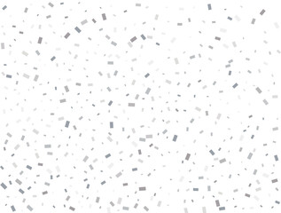 Magic silver Rectangular glitter confetti background. White festive texture.