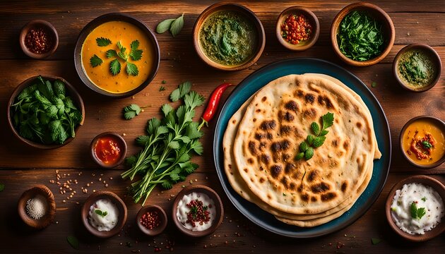 Crispy simple paratha served in a plate isolated on background top view of indian and pakistani desi food
