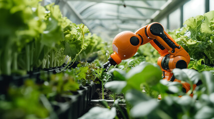 Advanced Technology Robot Hand Caring for Green Vegetable Leaves in Glasshouse