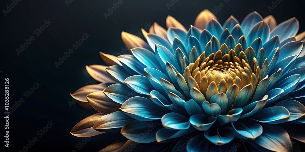 Wall mural The intricate details of a flower's bloom, with its soft blue and golden hues, create a breathtaking visual symphony of color and texture.