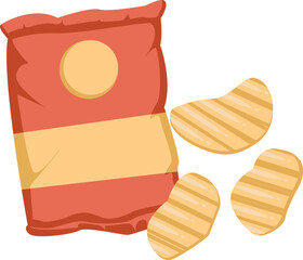 Potato Chips Bag with Chips Illustration