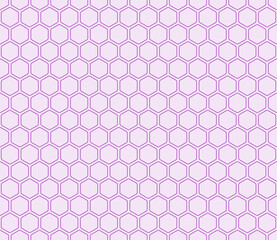 Pattern of geometric shapes. Purple color on matching background. Rounded hexagons mosaic pattern. Hexagon cells. Seamless pattern. Tileable vector illustration.