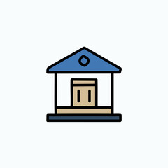 Bank building vector icon. Color illustration.