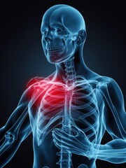 3D Medical Illustration of Shoulder and Joint Pain with X-Ray Anatomy View