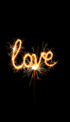 love sparkler isolated with white highlights, png