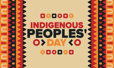 Indigenous Peoples' Day. Native American Day. American Indian culture. Heritage Month. Celebrate annual in United States. Tradition pattern. Poster, card, banner and background. Vector illustration
