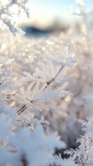 Obraz premium Close-up of frost-covered ice crystals with intricate details