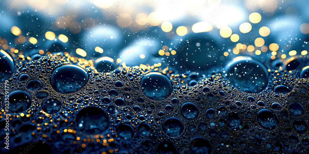 Poster the image is of a body of water with many small bubbles floating on the surface