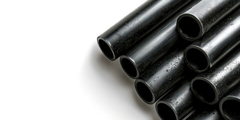 Fototapeta premium A row of black pipes are shown on a white background