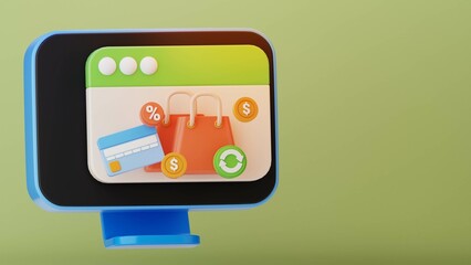 shoping object background illustration 3d 