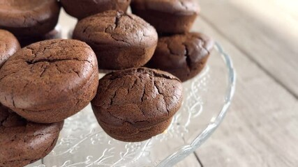 Healthy carob muffins on the table.