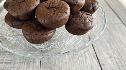 Healthy carob muffins on the table.