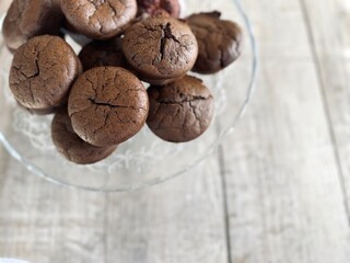Healthy carob muffins on the table.