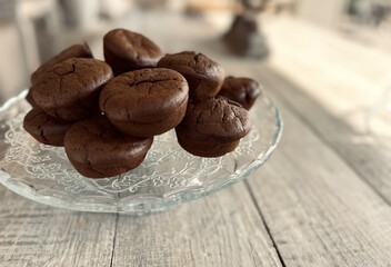 Healthy carob muffins on the table.